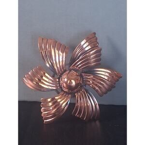 Vintage Copper Bell Copper Flower Pin Mid Century Modern MCM Statement Brooch